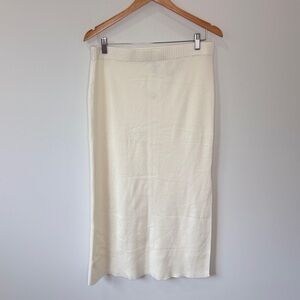 Divided White Jersey Side Slit Women's Maxi Skirt (L)